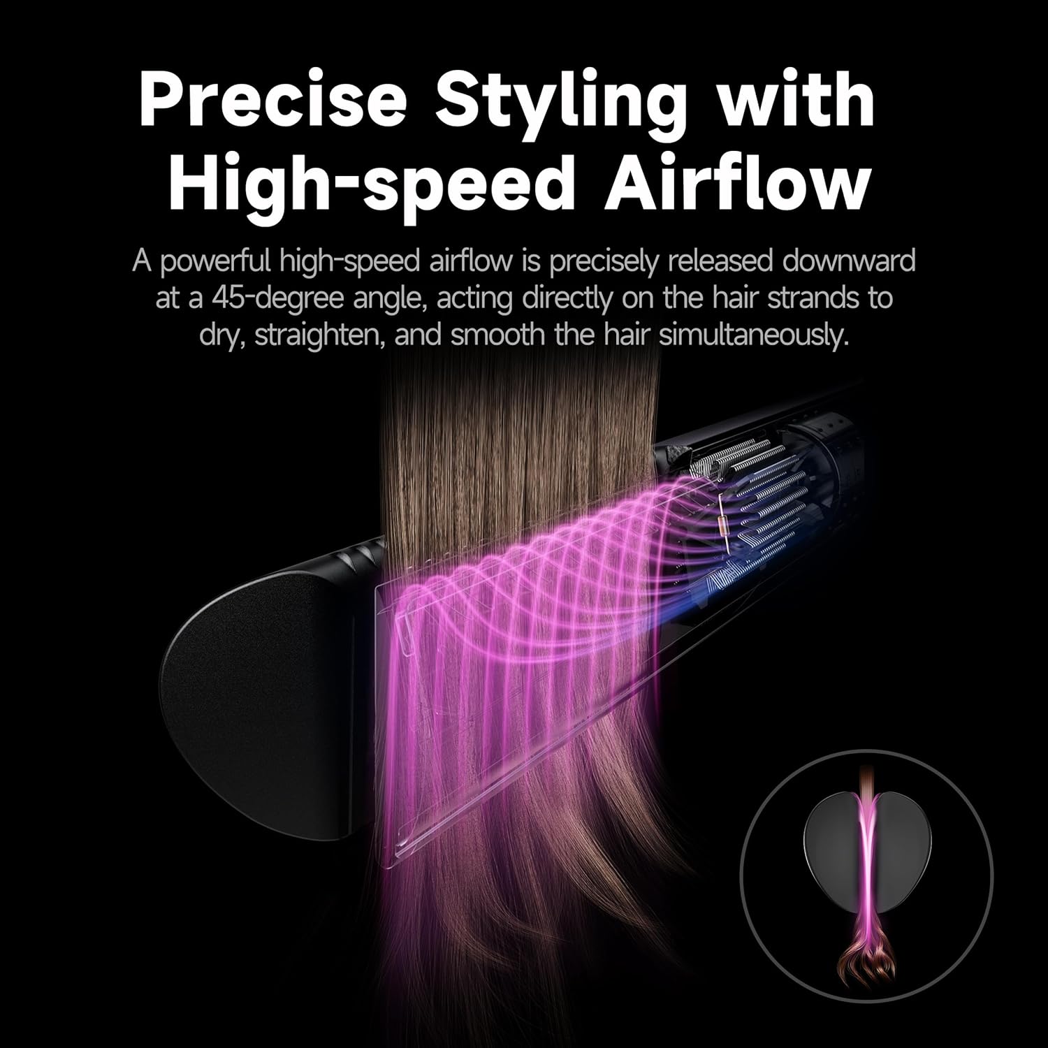 JELLYFISH Air Gap Dryer, Blow Dryer Brush Alternative for Long Hair, Clamp-Free Blowout Styler, Hair Dryer Brush–Inspired Design, Gentle Blow Dry,Air Styling for Healthy Smooth Blowouts,Types 1A–2A - Image 8