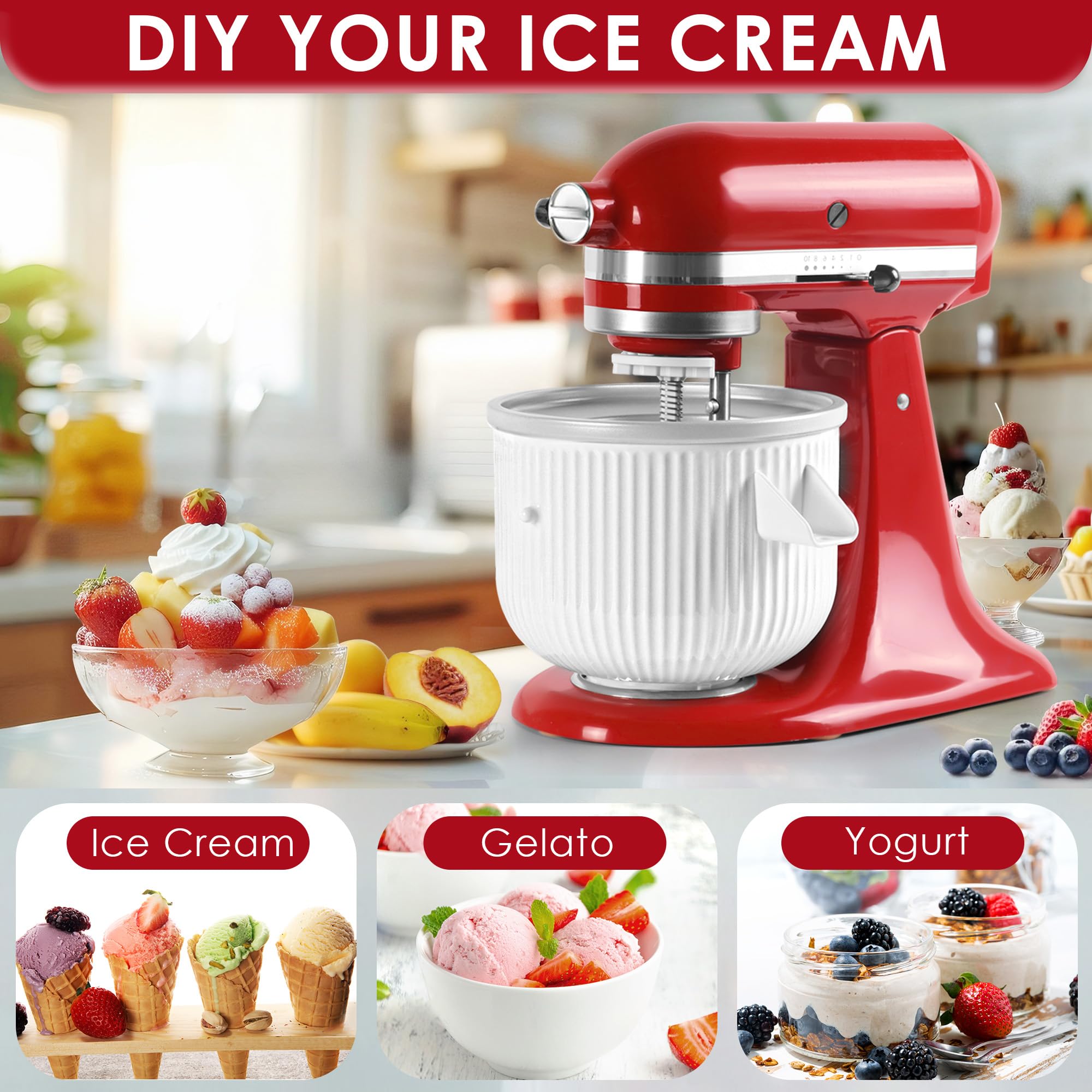 KitchenAid アイスクリームメーカー Amazon.com: KitchenAid Ice Cream Maker Attachment for Stand Mixer