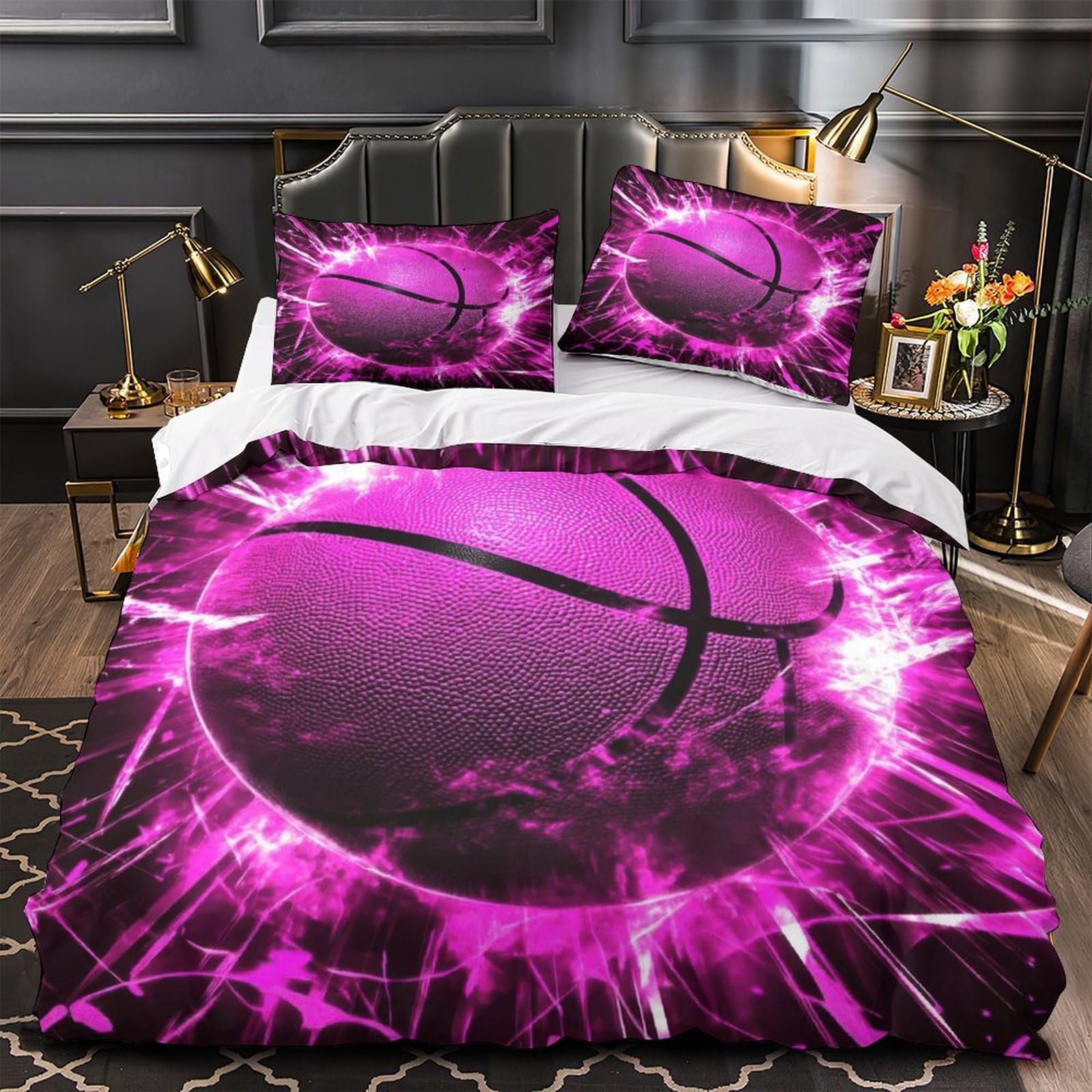 Parure de lit fille style basket-ball pour transformer la décoration d'une chambre ado double
