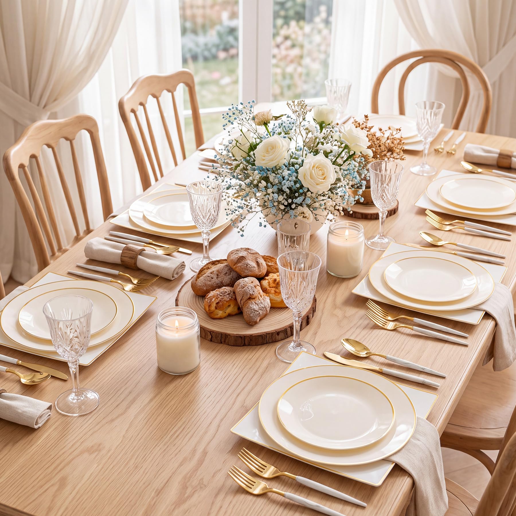 Ivory Gold Rim Plates - 100 Pack -8 Ivory Gold Rim Plates - 100 Pack -8