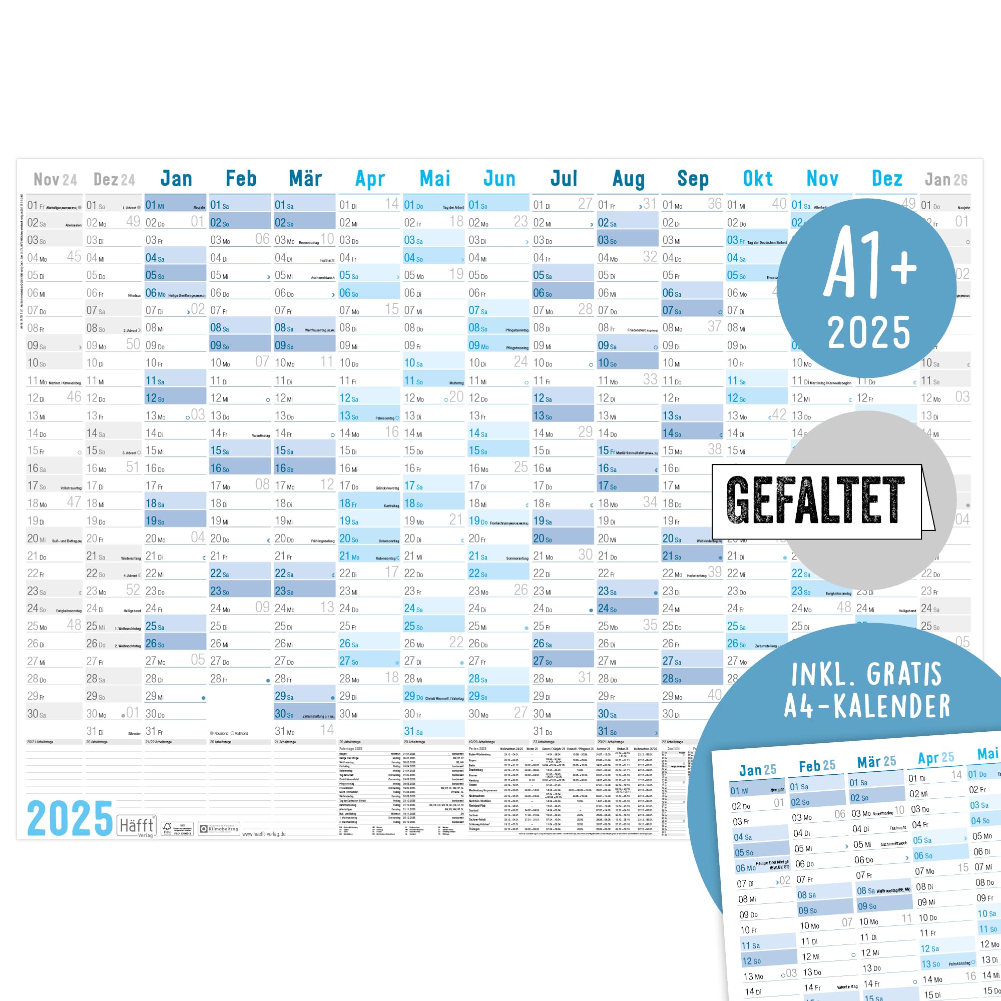 Calendrier Mural 2026 Format A1 XXL – Plumé, Avec Jours Fériés Et Vacances Scolaires, Pour Planning Annuel Clair - 5