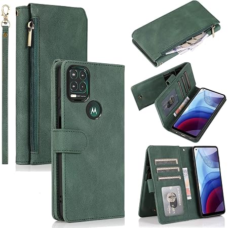 Zipper Wallet Case For Motorola Moto G85 5G - PU Leather With Magnetic Closure, Kickstand, Wrist Strap
