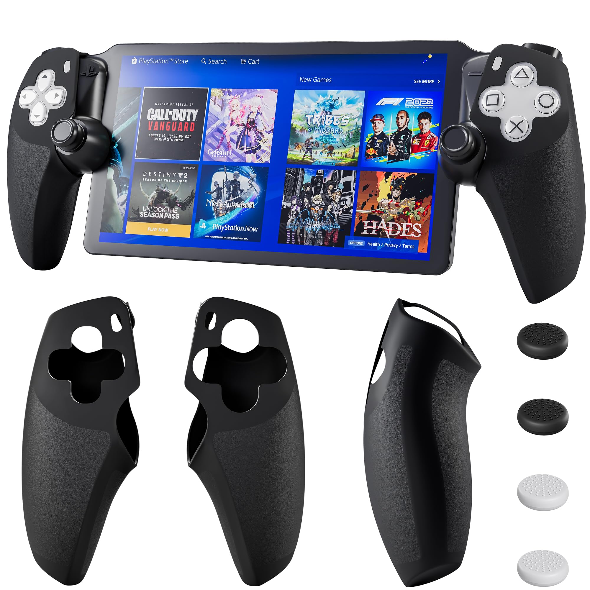 Black Silicone Grip Cover Case for PlayStation Portal Upgraded Protective Case Non-Slip Protection Case for PS Portal Accessories