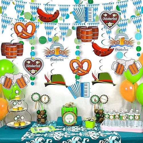 Miniatura 2 de Juego de decoraciones de fiesta de Oktoberfest que incluye 2 banderines divertidos de Oktoberfest y 30 unidades de decoración de Oktoberfest