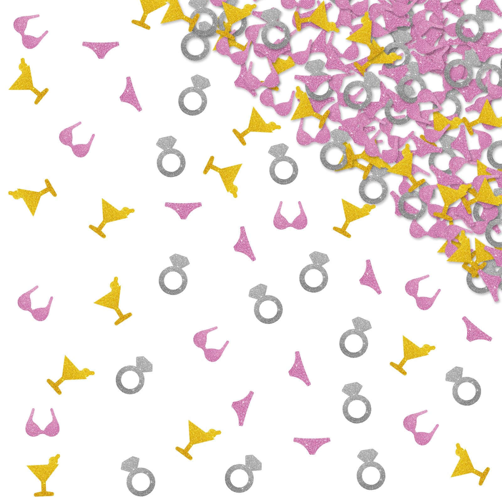 120pcs Bikinis and Martinis Bachelorette Confetti, Martini Table Confetti, Silver&amp;Pink Glitter Beach Bach Table Scatter, Summer Tropical Themed Bridal Shower Party Supplies