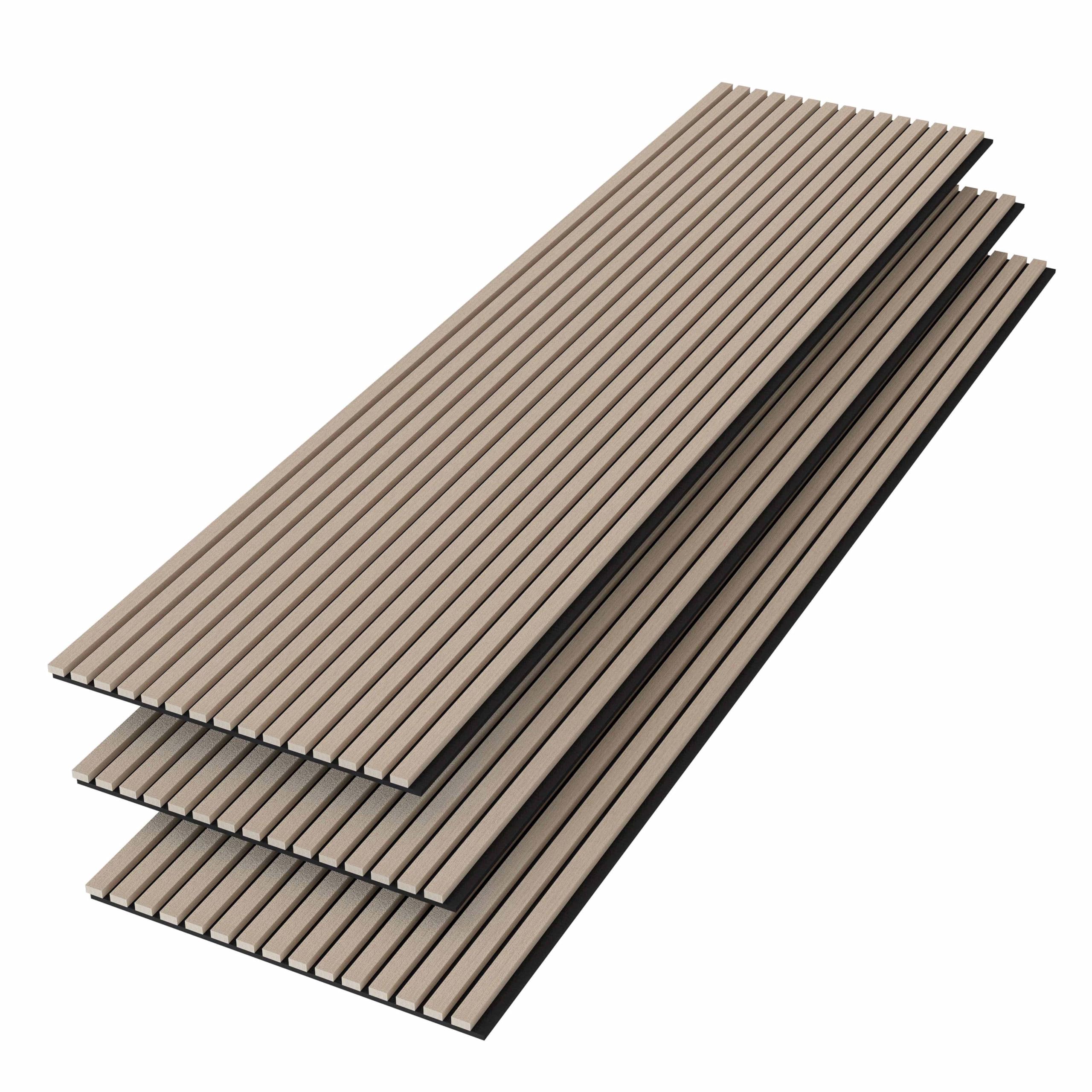 Panneaux décoratifs AICA, panneaux muraux en MDF imitation bois, lot de 3, 240 x 60 cm, couleur chêne clair
