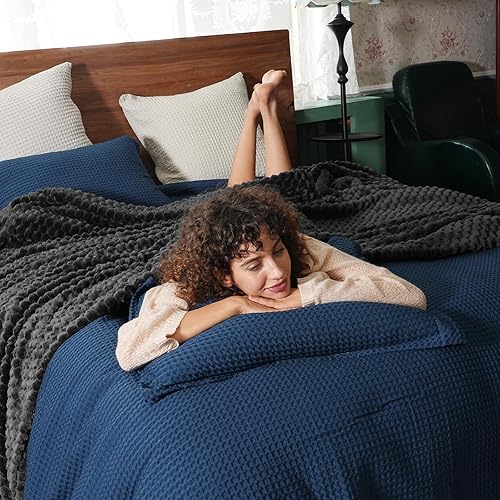 Miniatura 2 de PHF Manta de forro polar de franela ultra suave tamaño individual, manta de forro polar jacquard 3D de 4.94 ozm para otoño e invierno, no se