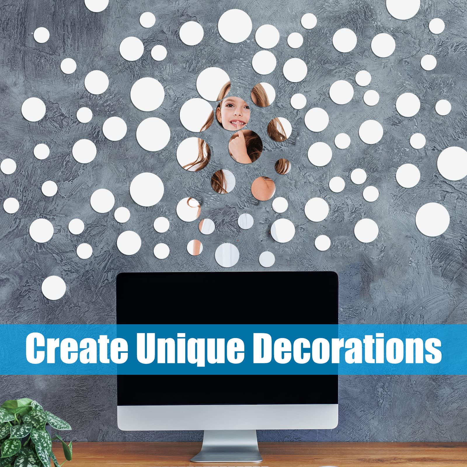 Kigley 200 Pcs Craft Mirror Small Round Mini Mosaic Mirror Tiles for Craft and DIY Projects Supplies, 3 Sizes(0.51 Inch, 0.75 Inch, 0.98 Inch)