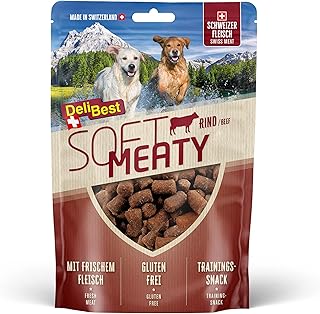DeliBest Soft Meatys aus Rindfleisch I Hundesnacks getreidefrei I gesunder Hundesnack I Trainings Leckerli I Leckerli Hund I Hunde Snack mit hohem Fleischanteil I 150 g product image