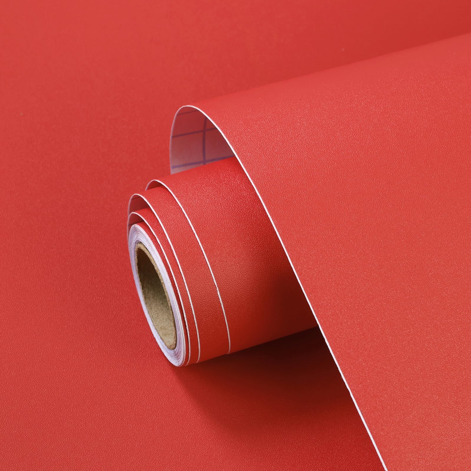 SOON AFTER Red Peel and Stick Wallpaper Solid Red Contact Paper Matte Vinyl Roll