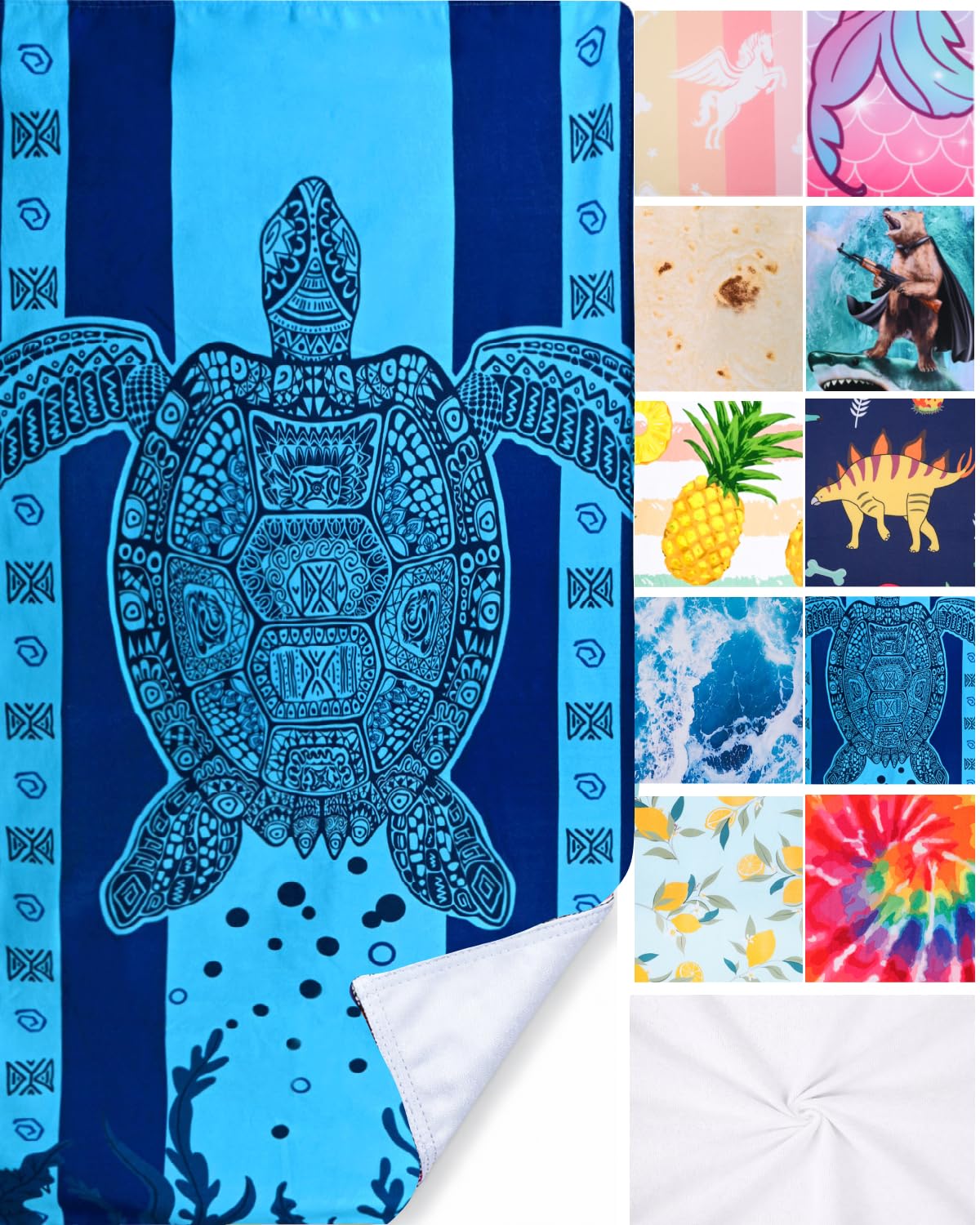 LIVILAN Microfiber Blue Sea Turtle Beach Towel Blanket, Thin Lightweight Absorbent Quick Dry Sand Free Swimming Bath Shower Pool Towels Sea Turtle Gifts for Men Women Girls, 30 X 60