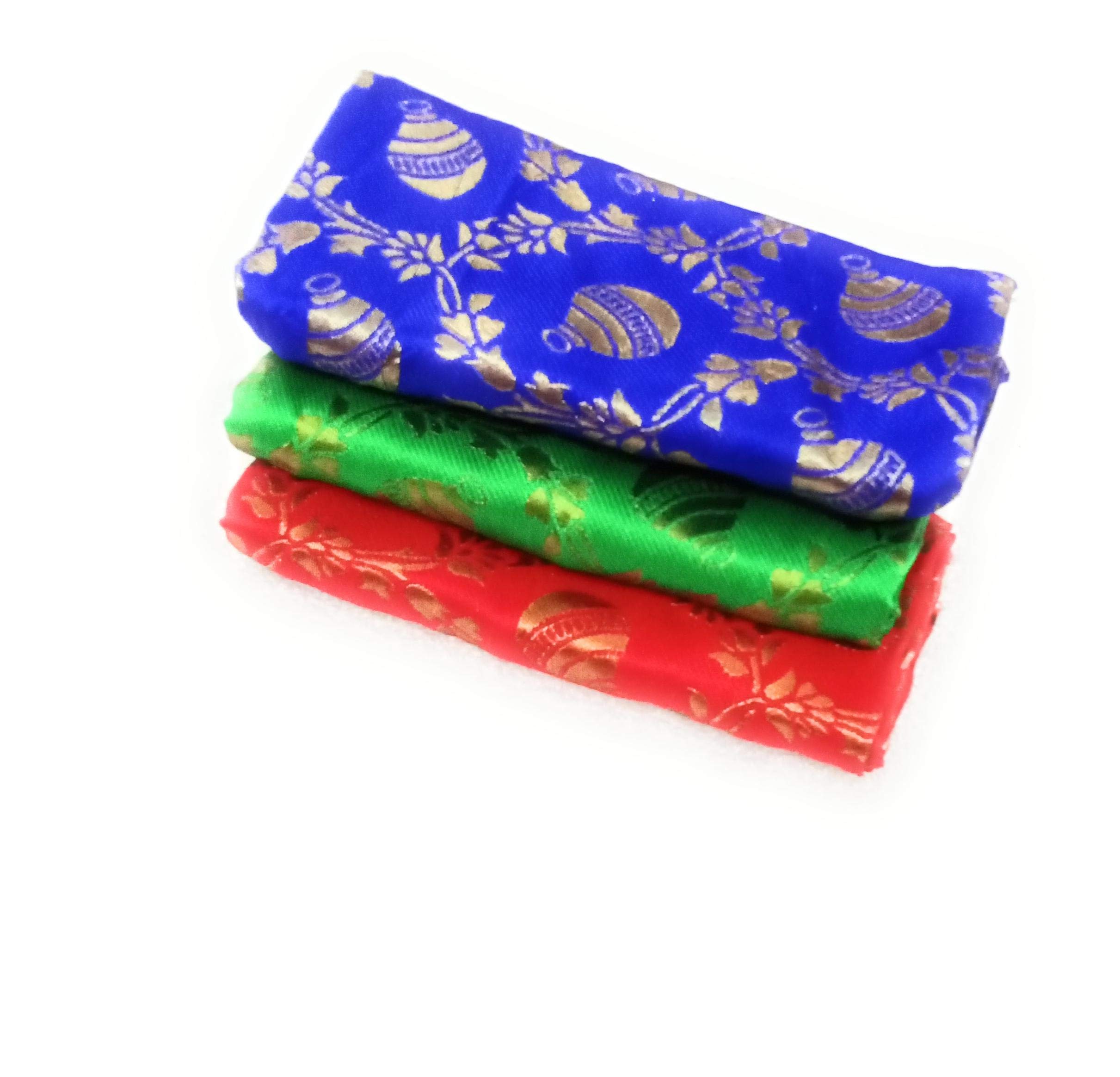 Cottons Unstitched Saree Blouse Fabric (Multicolor, Free Size) - Pack of 3, 1m Each -HA33-image-14