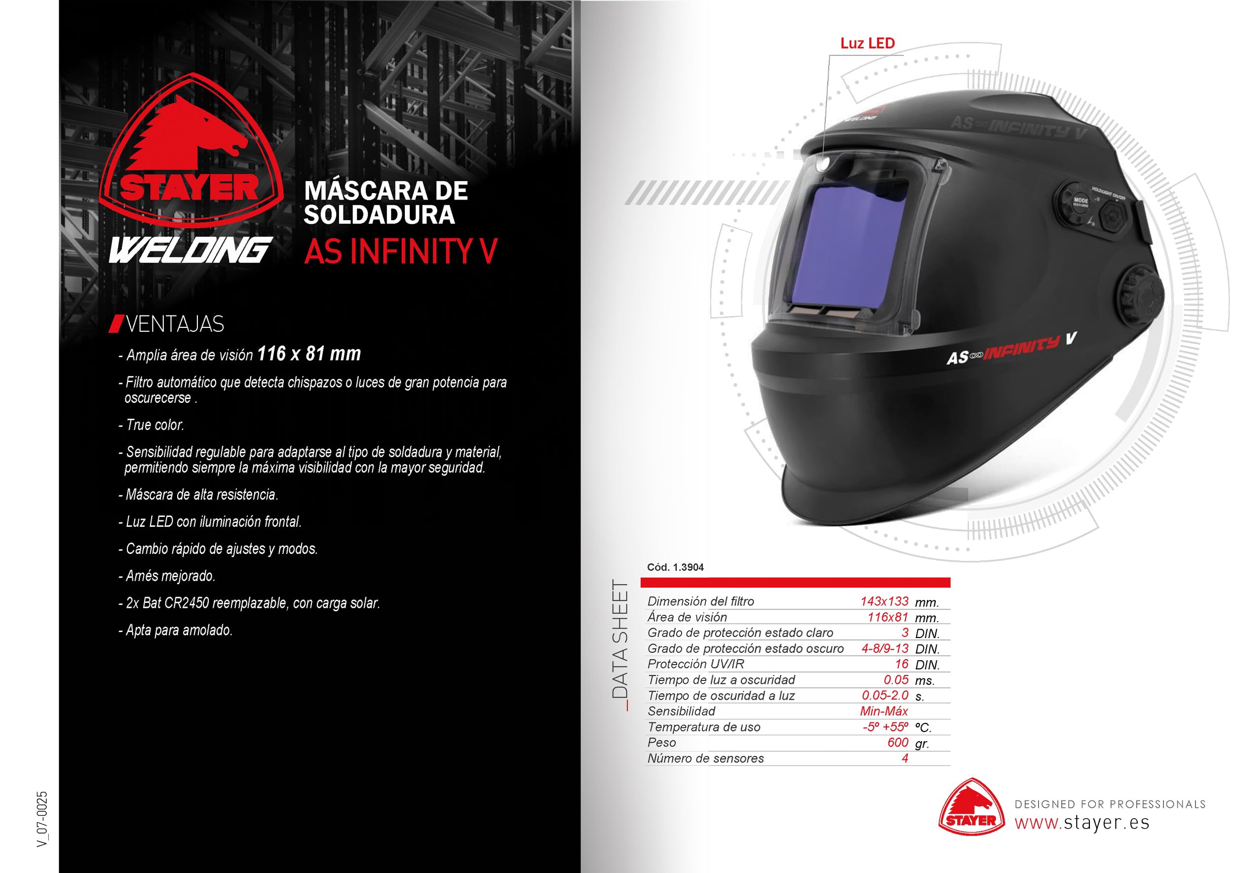 Máscara de soldadura automática regulable AS INFINITY V