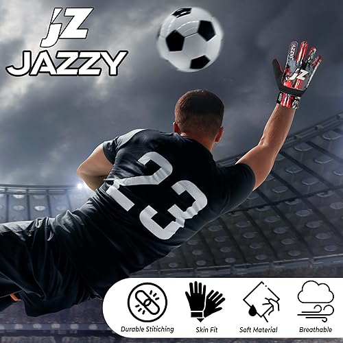 Miniatura 6 de Jazzy Sports Guantes de portero de fútbol, guantes de portero de fútbol funky para niños y jóvenes con látex de 0.157 in para un agarre fuerte y