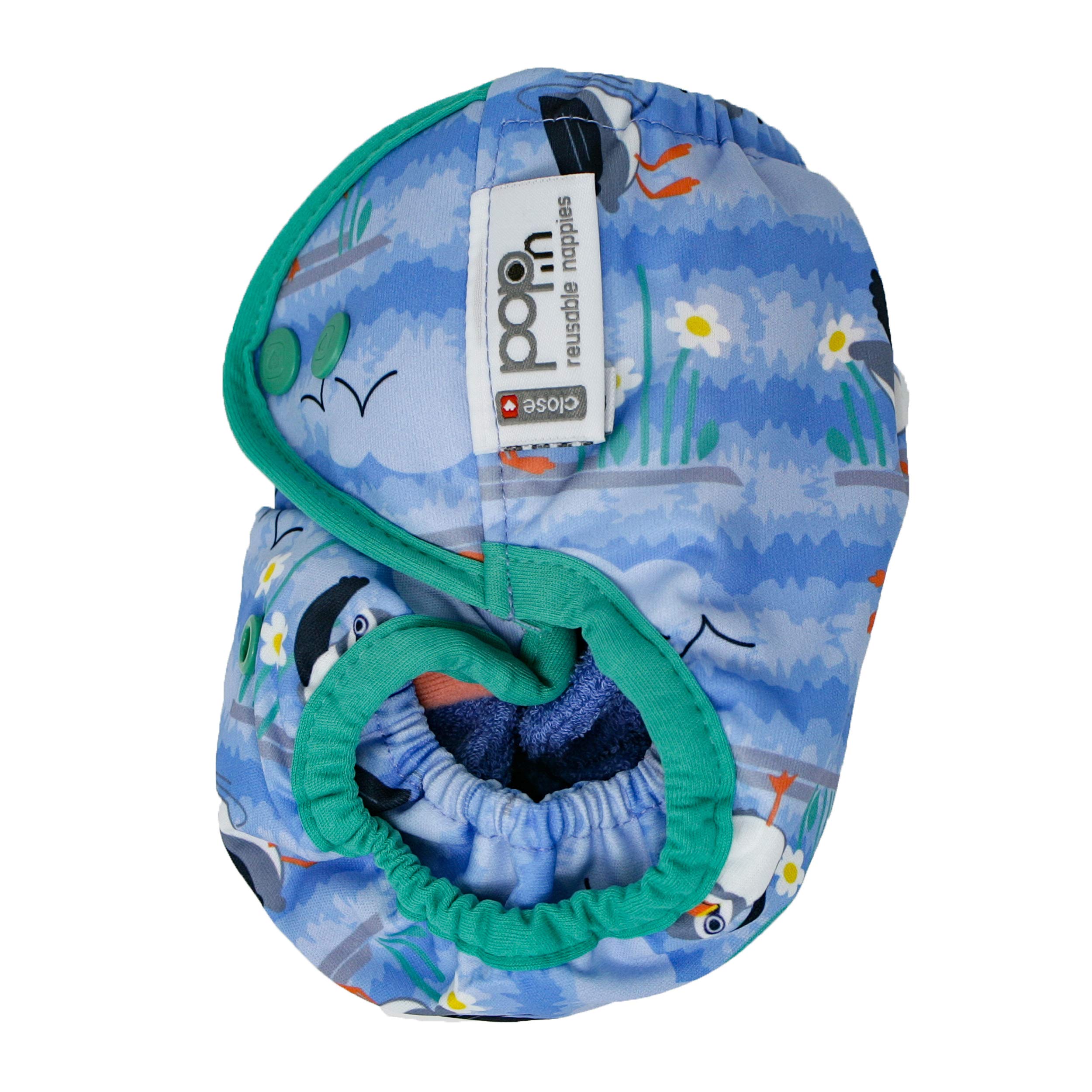 Pop-in singolo stampato tutto popper pannolino blu Puffin