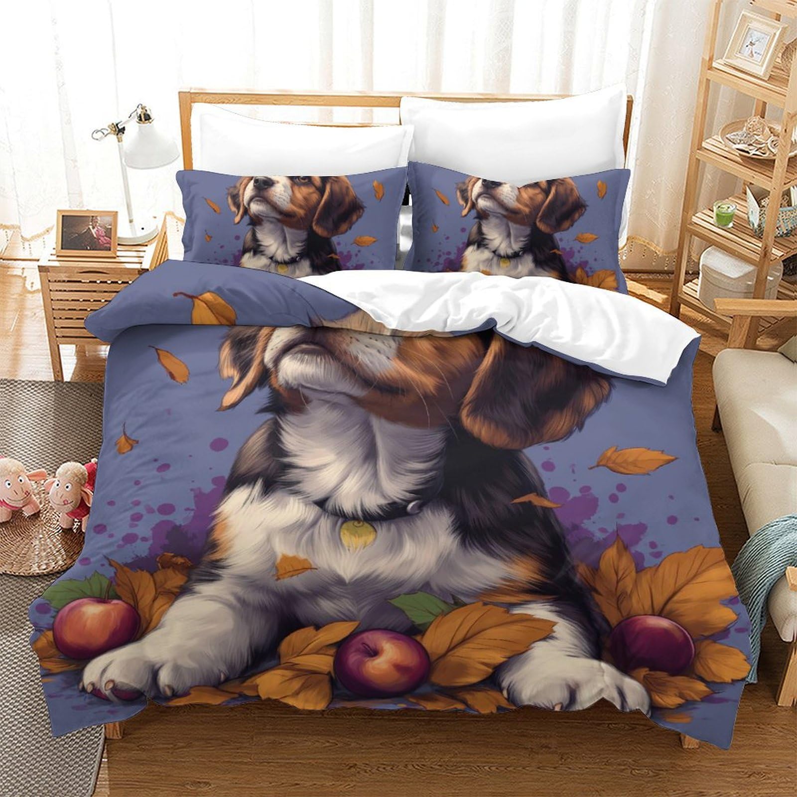 Housse de couette fermeture éclair chien de chasse 200x200 anti-froissement