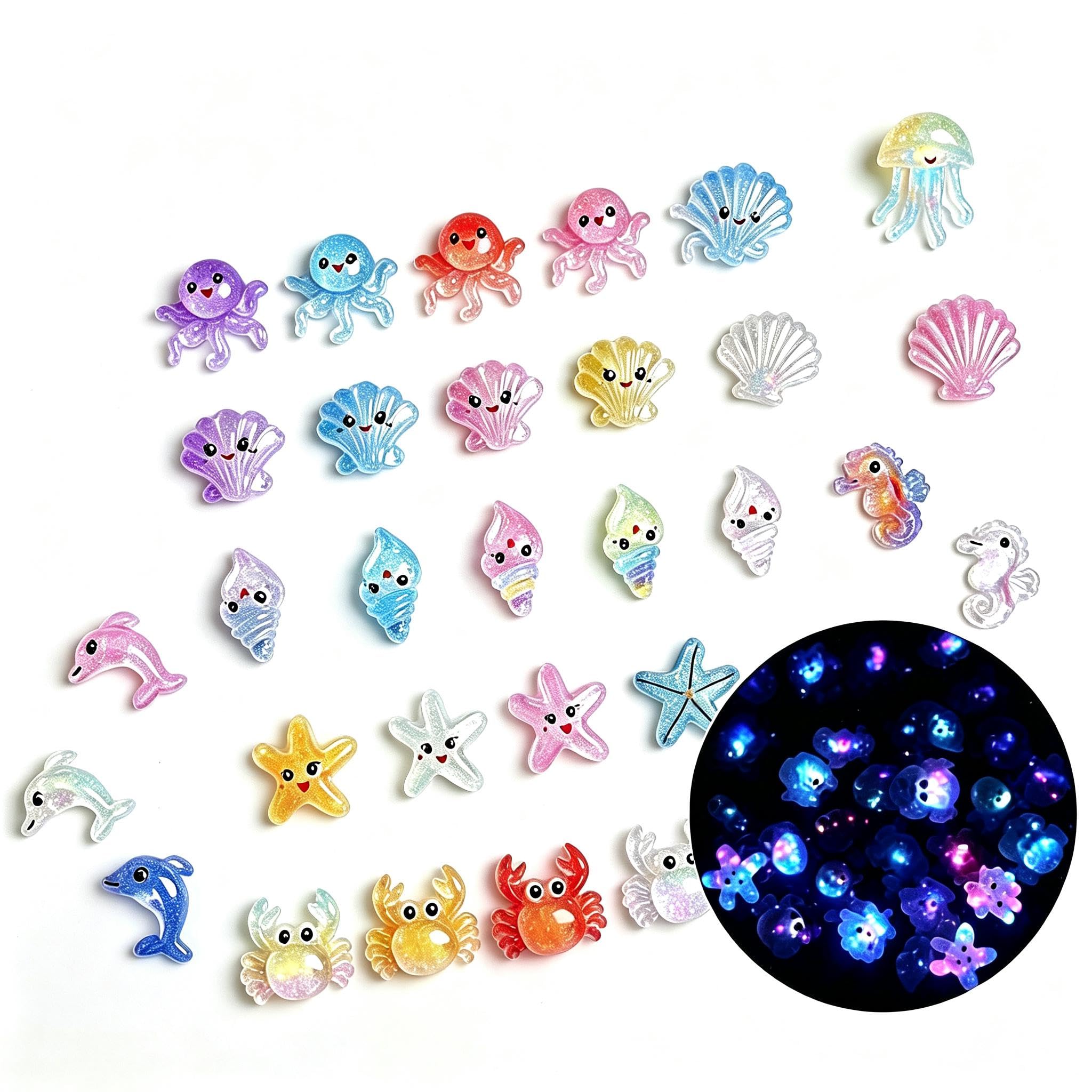 90PCS Luminous Mini Resin Animal Figurines For Dark Party Decorations