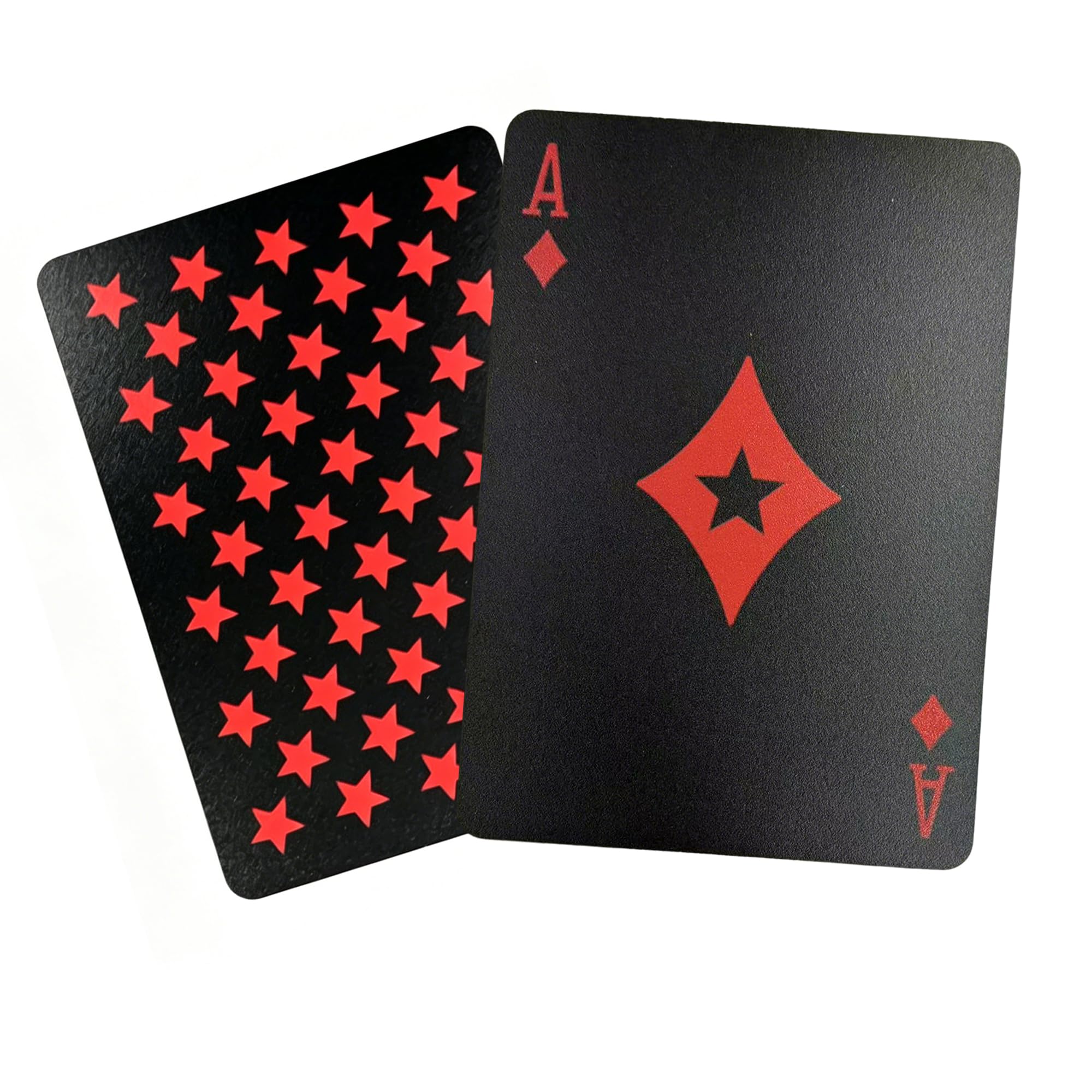 WJPC Waterproof Playing Cards，Plastic Poker Cards,Deck of Cards ，Star-Shaped Theme Game and Party Gift Giving Poker Cards (Red Five Star)