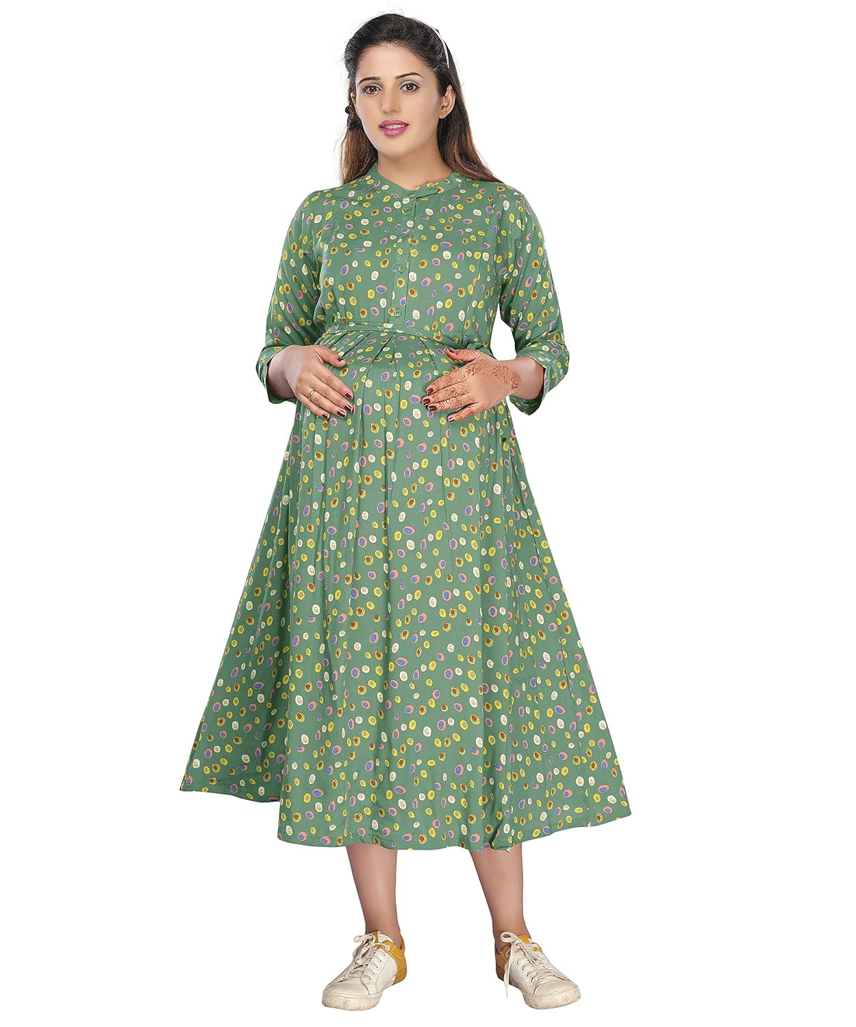MAMMA'S MATERNITY Women's Knee Length Maternity | Feeding | Nursing Dress | Nursing | Casual Dress | Pre and Post Pregnancy