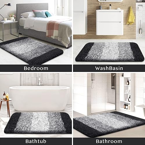 Miniatura 7 de KMAT Alfombras de baño de 32 x 47 pulgadas, lujosas, suaves, peludas y absorbentes, antideslizantes, de felpa, tapetes de baño para baño, bañera y