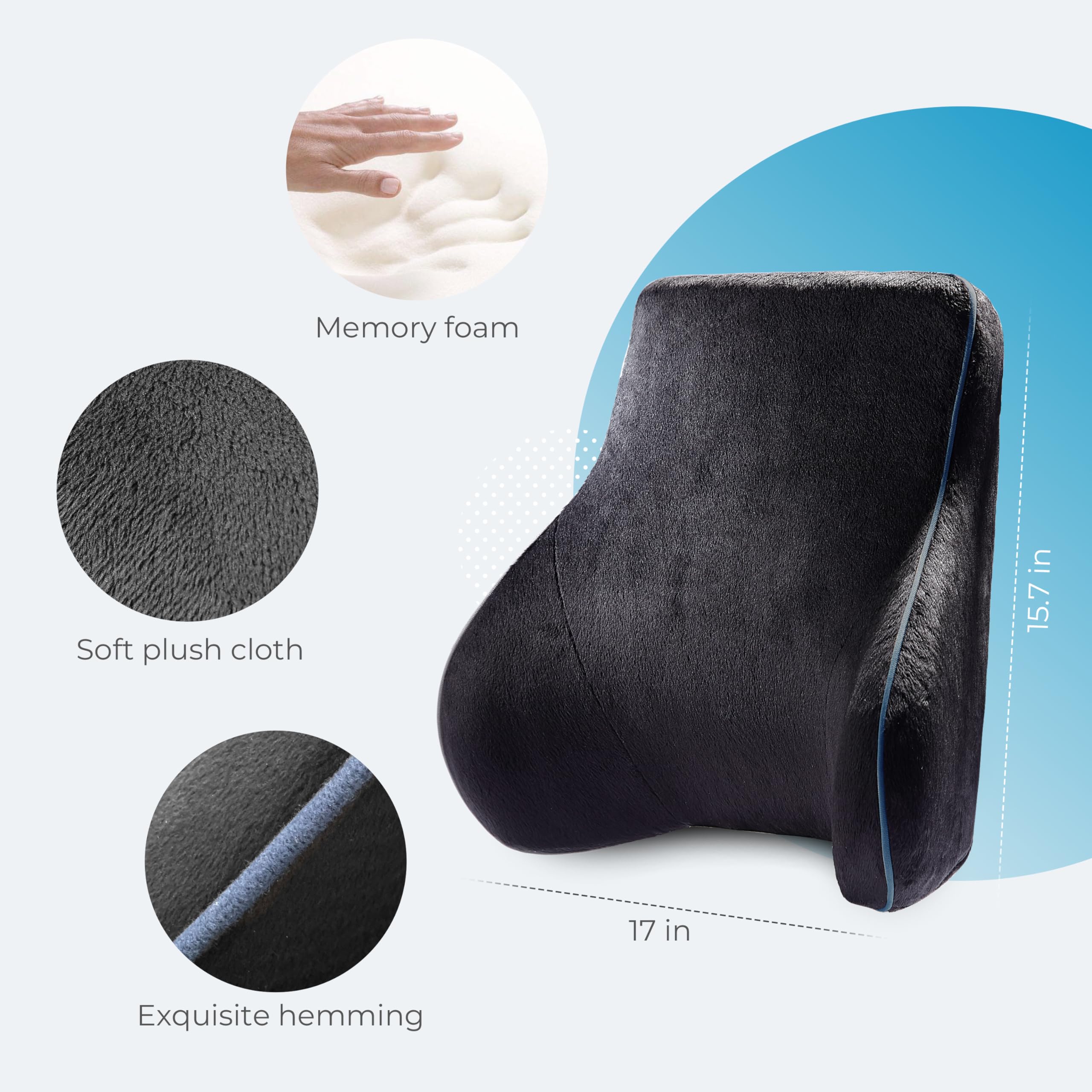 COMFIER Cojín de masaje para el dolor de espalda, cojín lumbar con 3 modos de masaje, 2 niveles de calor, cojín de apoyo para la espalda, espuma de memoria, correas ajustables, adecuado para el hogar,