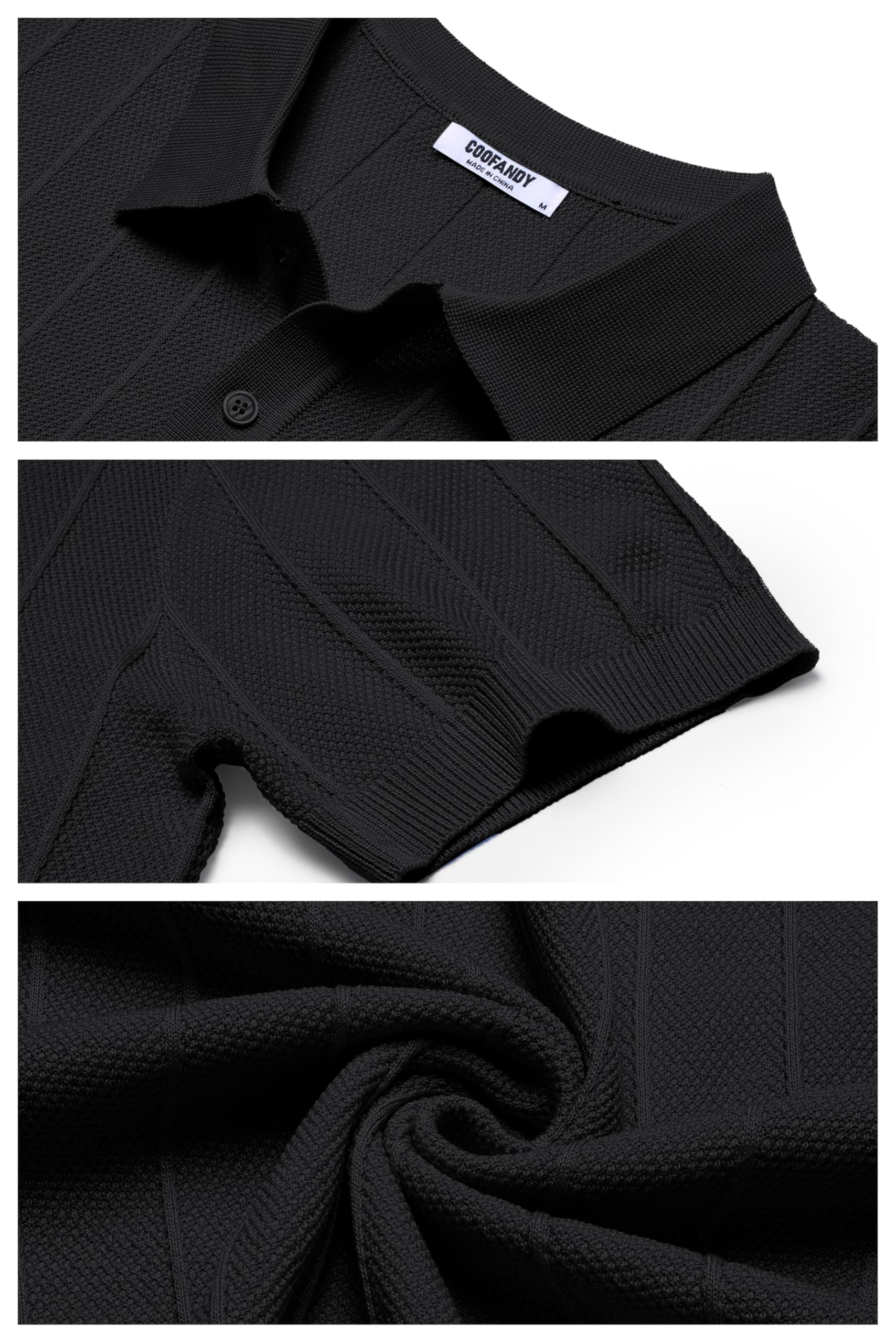 COOFANDY Poloshirts Herren Kurzarm Strick Regular Fit Sommer Golf Tshirt Button Down Polo Casual Urlaub Polohemd