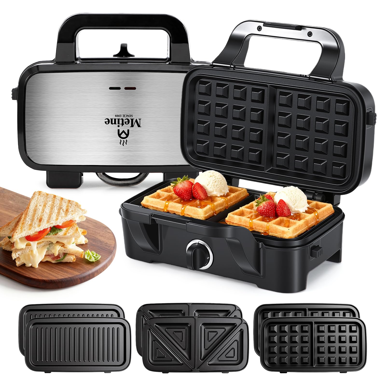 Metine Waffle Maker with Removable Plates