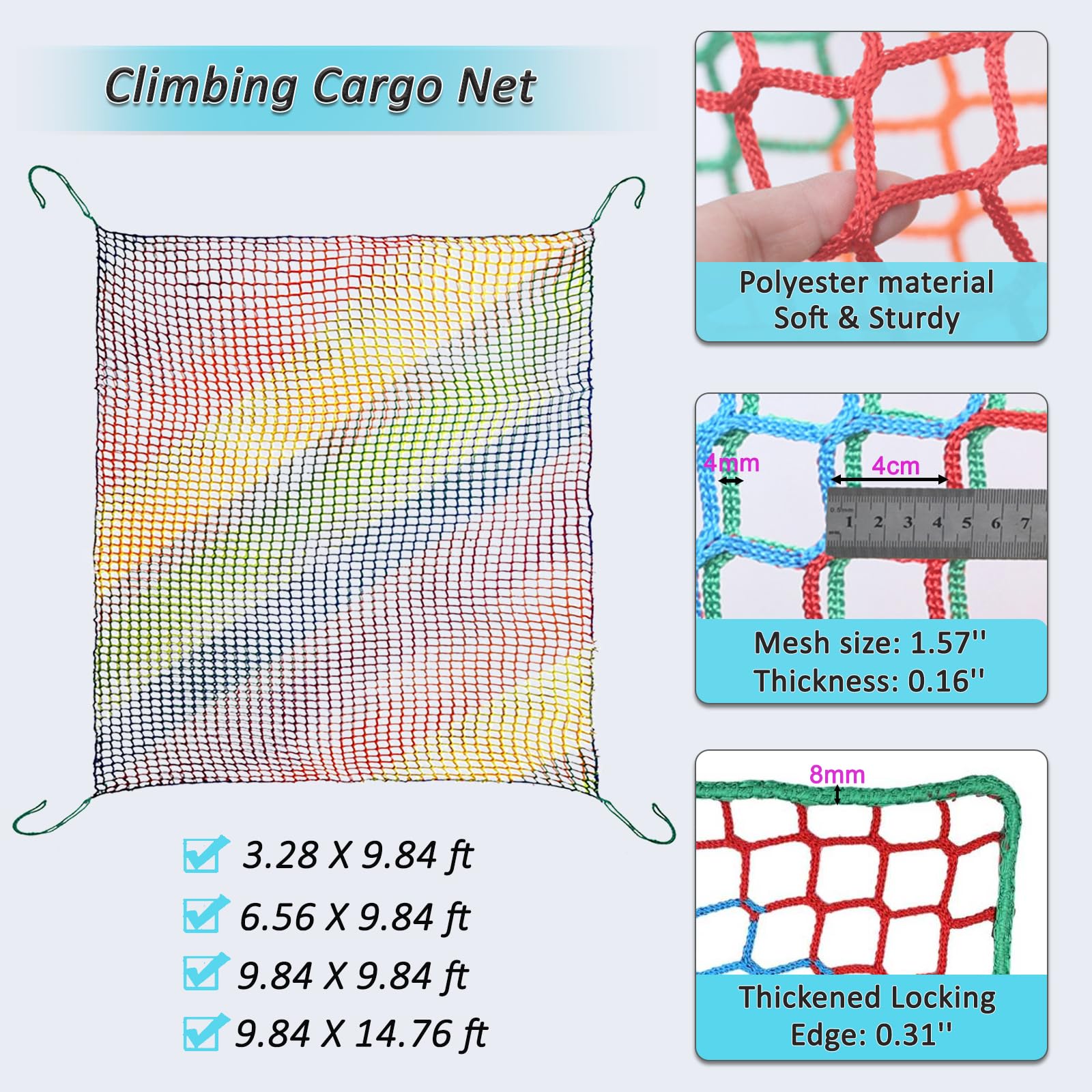 KAERYHET Climbing Net for Kids Double Layers Playground Safety Net Polyester Climbing Cargo Net Rope Bridge Nets for Treehouse Backyard Monkey Bars