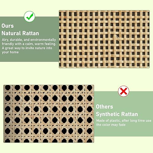 Miniatura 4 de OKD Mesa auxiliar para sala de estar mesa central de almacenamiento moderna de mediados de siglo con cajones deslizantes dobles de ratán natural