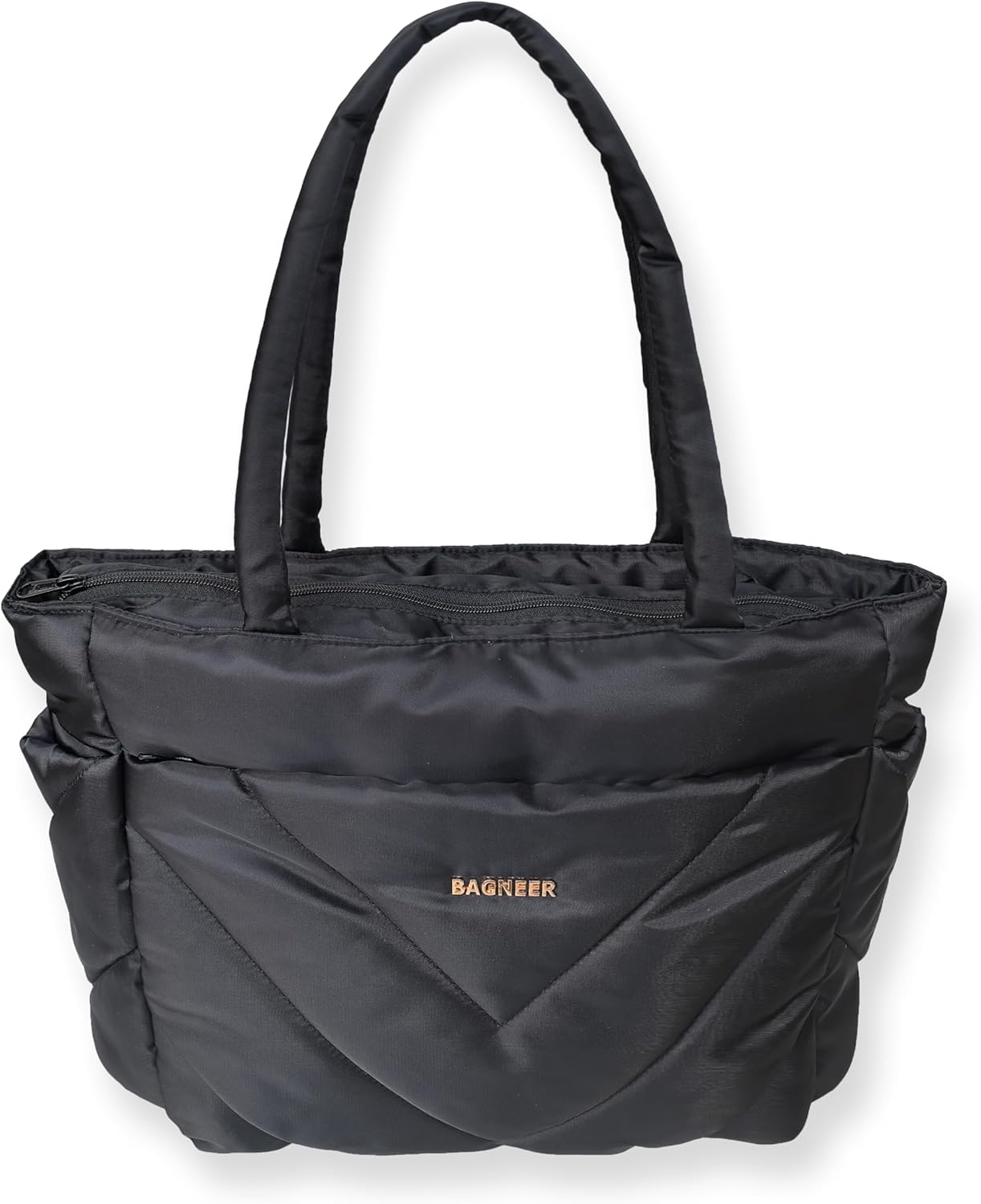 Puffer Tote Bag for Women, Lightweight Puffy Work Handbag Quilted Laptop Tote Teacher Nurse Travel Gym Shoulder Bag | Non-slip Bottom, Waterproof Fabric, YKK Zipper, Luggage Strap, 15.6" Computer Bag, Gifts for Women