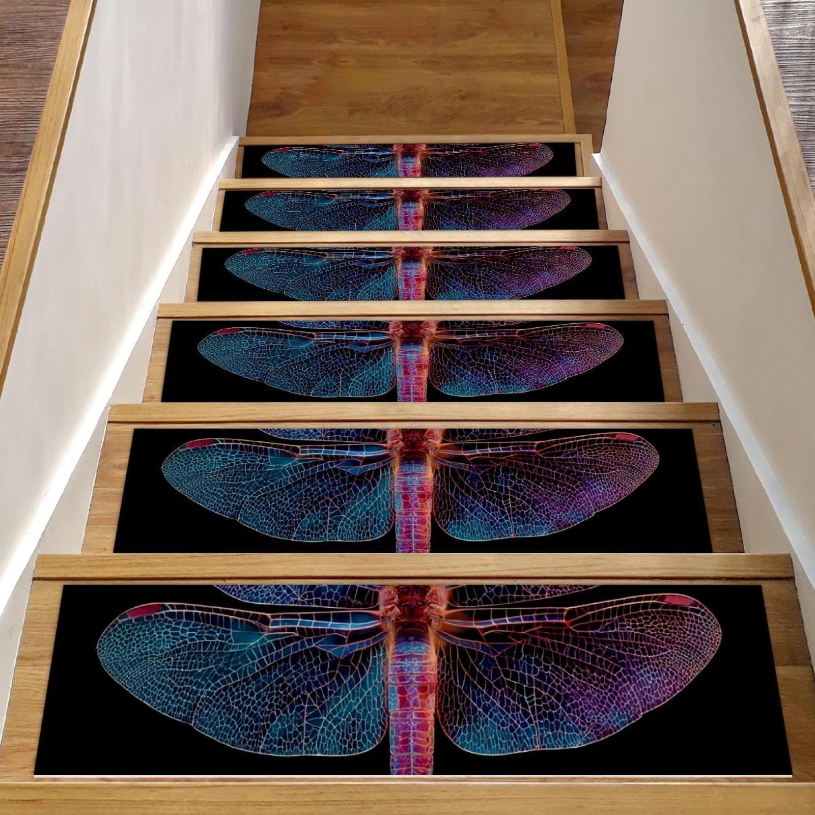 Tapis d'escalier antidérapants motif libellule pour une maison familiale sûre