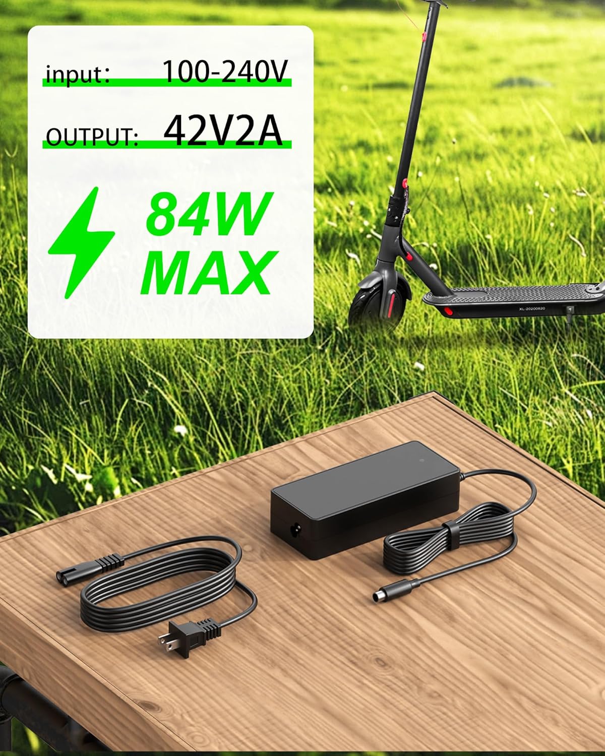 VHBW 42V Charger for MaxShot Electric Scooter – Compatible with MaxShot V1 Electric Scooter, Smart Battery Adapter Replacement Power Supply for MaxShot Scooter Charger