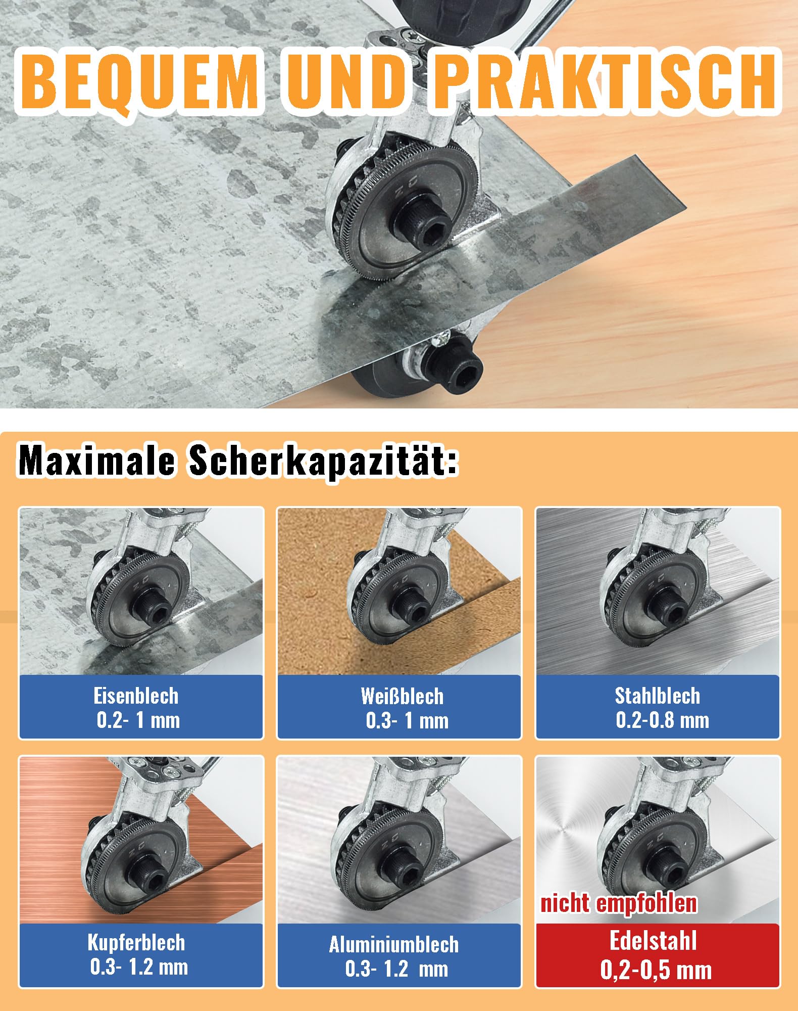 Grignoteuse Tole Cisaille à Tôle Électrique Coupeur de Plaque de Perceuse Électrique Accessoire de Perceuse Grignoteuse en Métal Grignoteuse de Tôle pour Perceuse au Lithium 12V / 21V
