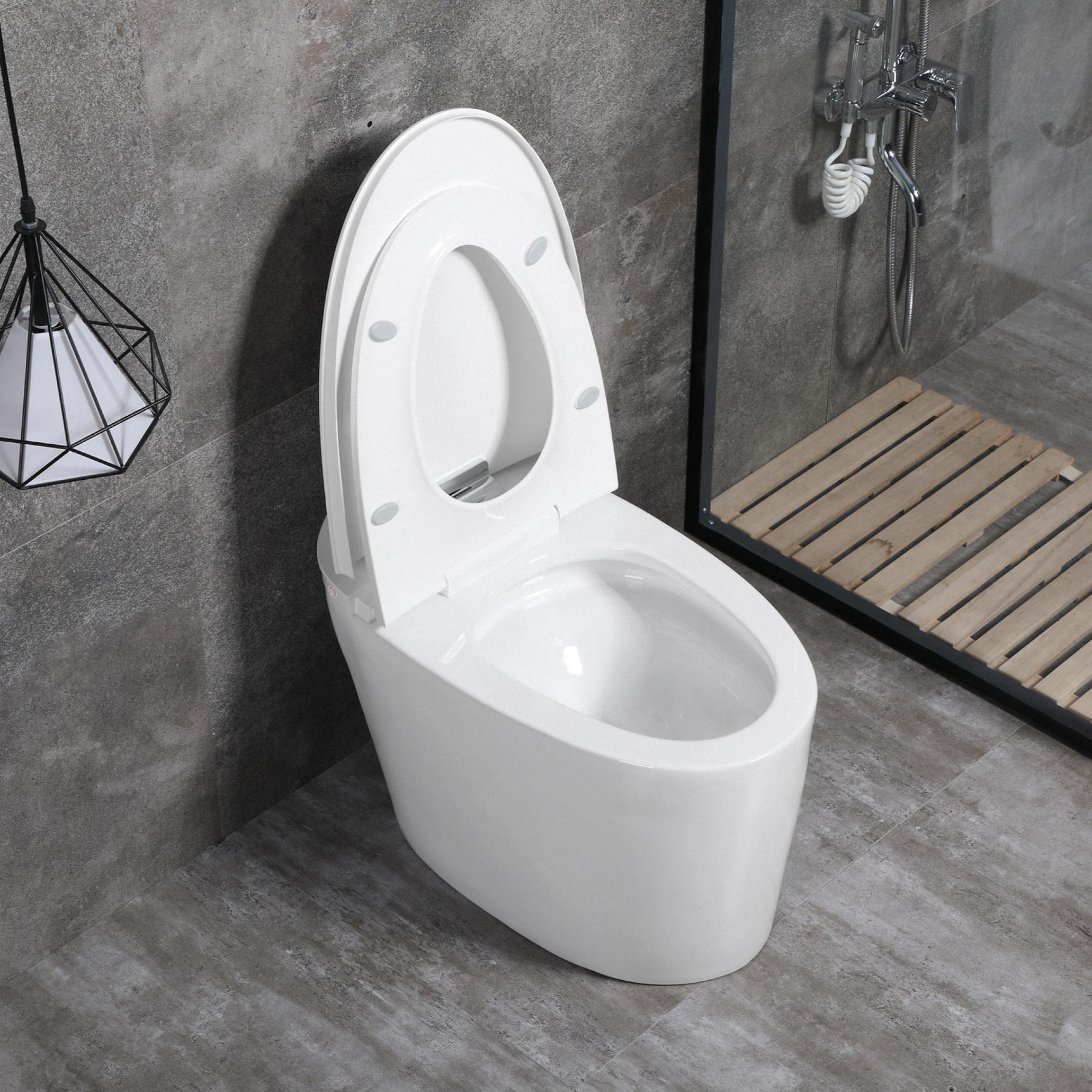 Buy rephypport Smart Bidet Toilet Seat One Piece Dual Flush Toilet with Mute and slow down the