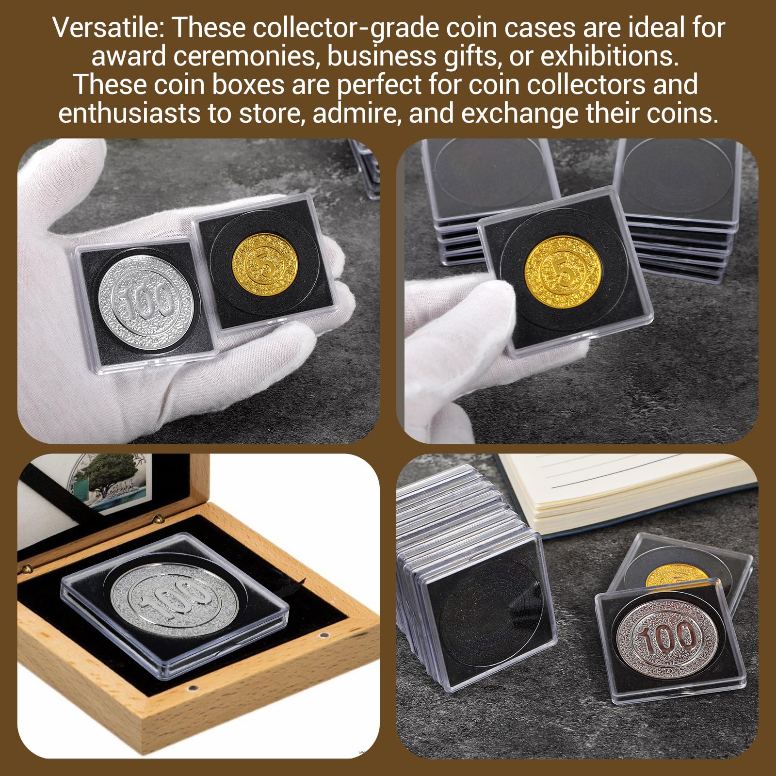 Amazon.com : AOZUO 100 Pcs Acrylic Coin Collection Cases with 8