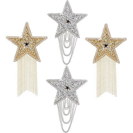 Iron on Patches DIY Rhinestone Star Applique Repair Patch for Clothes