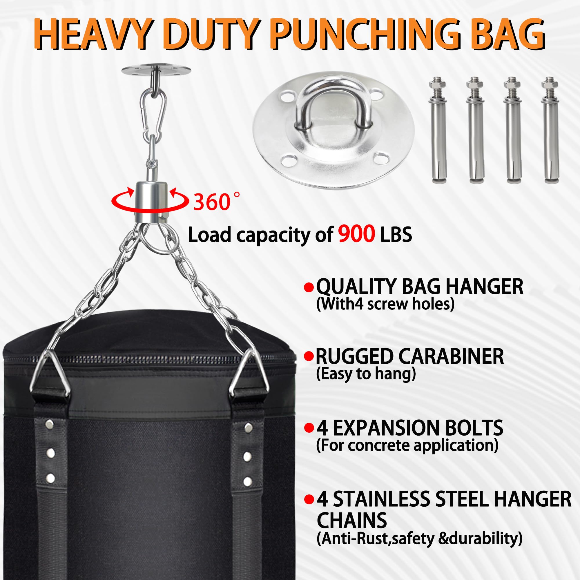 120cm Boxsack zum Aufhängen aus Segeltuch für Oxford | Inkl. Boxhandschuhe, Boxbandagen, Springseil & Reaktionsball | Ideal für MMA, Kickboxen und Muay Thai