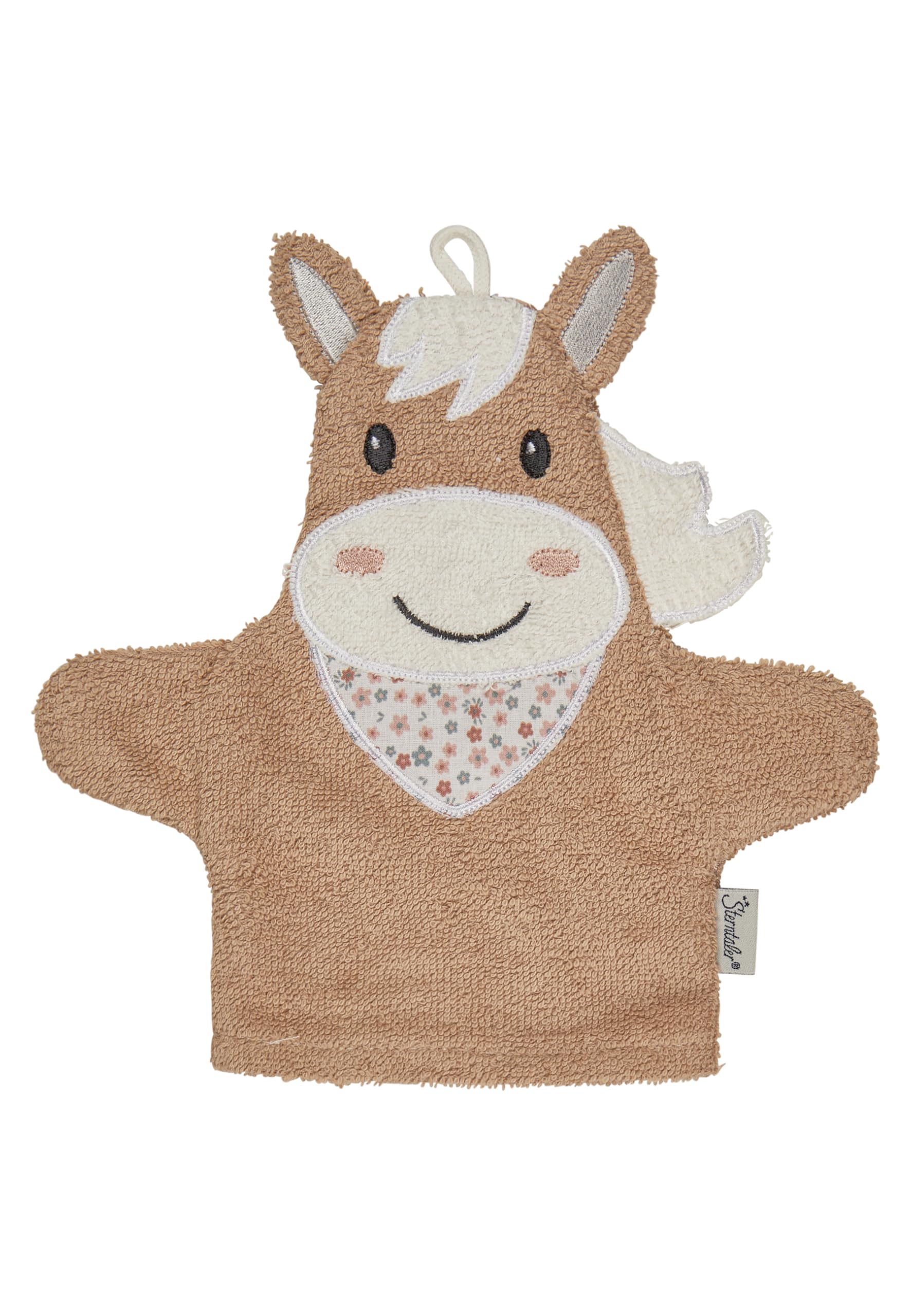 Sterntaler Waschhandschuhe Pferd Sunny - Frottee Babywaschhandschuh aus saugfähiger, weicher Baumwolle, sorgt für Spaß beim Baden und Duschen - Baby und Kinder Waschlappen, lichtbeige