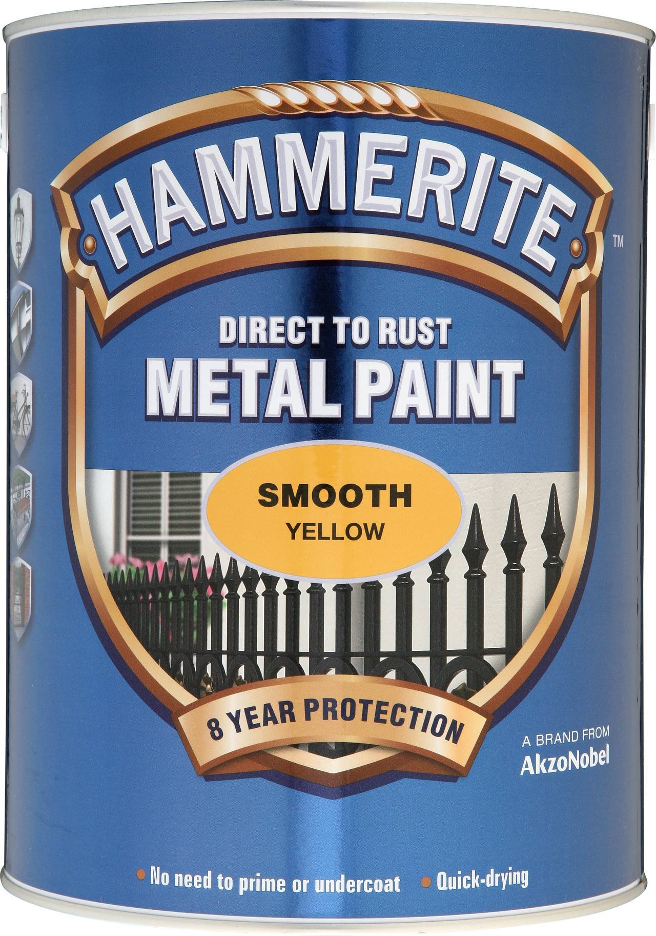 Hammerite Yellow New 2015 Smooth Direct To Rust Metal Paint 5L