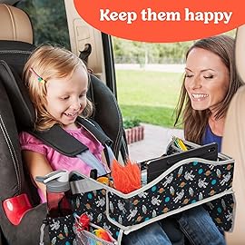 PILLANI Kids Travel Tray for Car - Car Seat Tray for Kids, Roadtrip Essentials, Carseat Table Tray for Kids Road Trip Activities - Toddler Lap Desk Organizer for Airplane