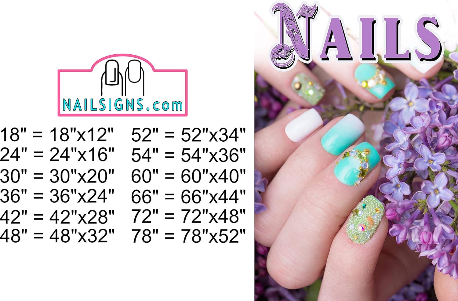 Nails I Nail Salon Sign Advertising Marketing Décor Vertical (Wallpaper Poster with Adhesive Backing, 24")