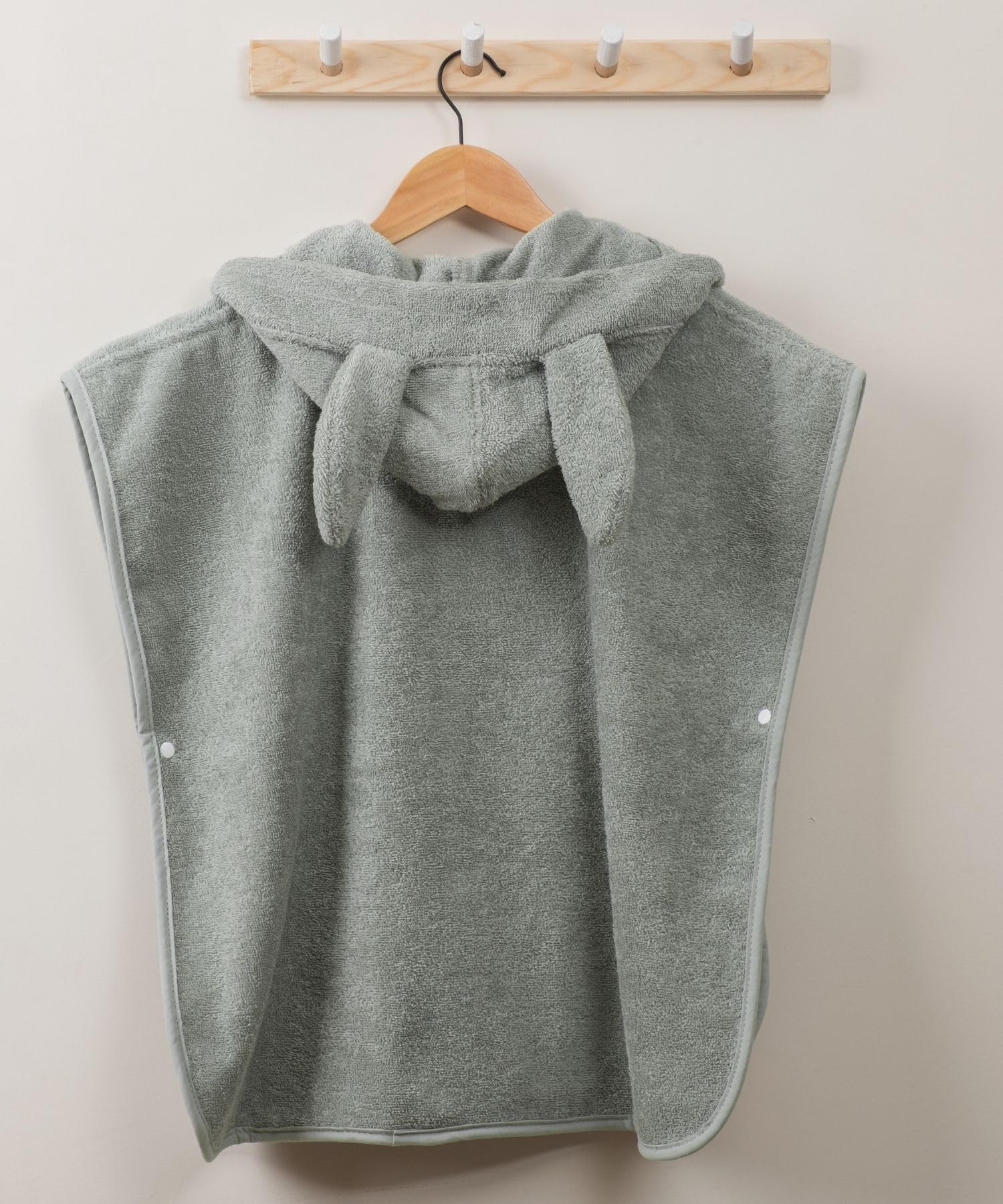 PandaHome Linden & Green Badeponcho Kinder, Frottee-Poncho für Jungen und Mädchen aus 100% Baumwolle, Morgenmantel mit Kapuze, Schnelltrocknend Weich Saugstark Bademäntel 400 g/m²