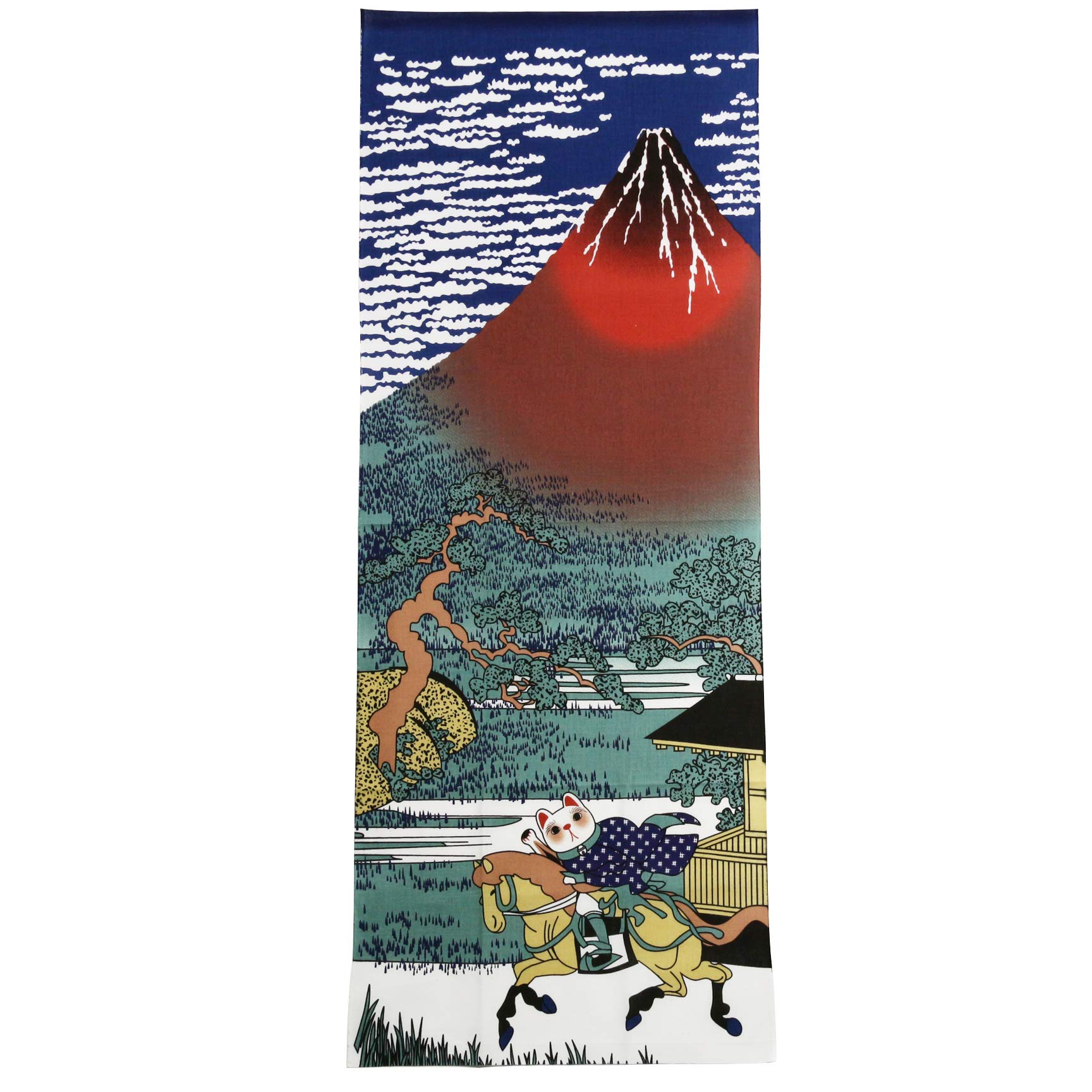 Japanese Washcloth Tenugui Manekineko Aka Fuji [Japan Import]