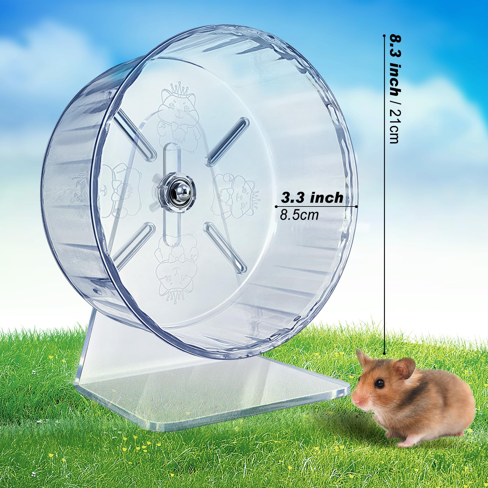 lazYYzal Rueda silenciosa para hámster, accesorios de ruedas de ejercicio para hámster, ruedas silenciosas, soporte ajustable para hámsteres, ratones u otros animales pequeños (8.3 pulgadas