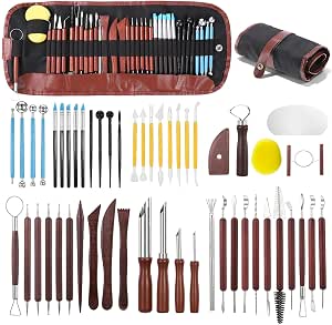 52 PCS Pottery Tools Kit for Sculpting, Clay Carving with Storage Bag