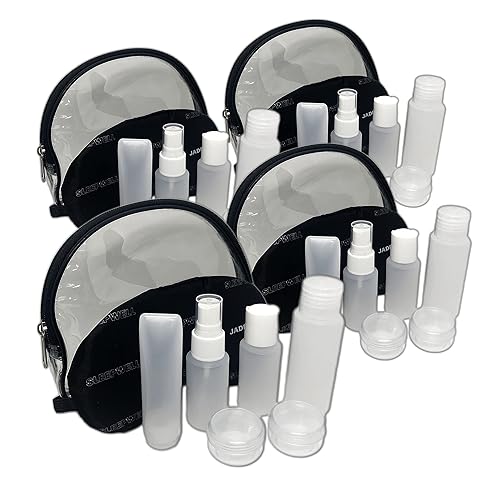 Paquete de 4 botellas de viaje con bolsa con cremallera y recipientes aprobados por la TSA para artículos de tocador, champú, acondicionador,