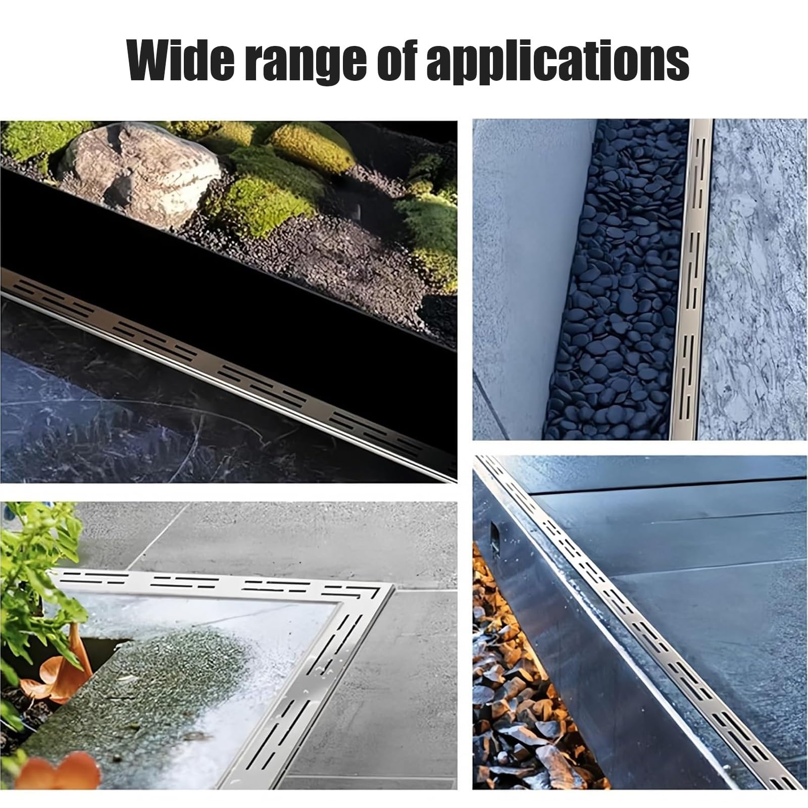 Genérico Desagüe Lineal Exterior de Acero Inoxidable con Rejilla: Ideal para terrazas de Piscinas, Patios y pasillos. Impermeable, Duradero y Resistente a la corrosión.