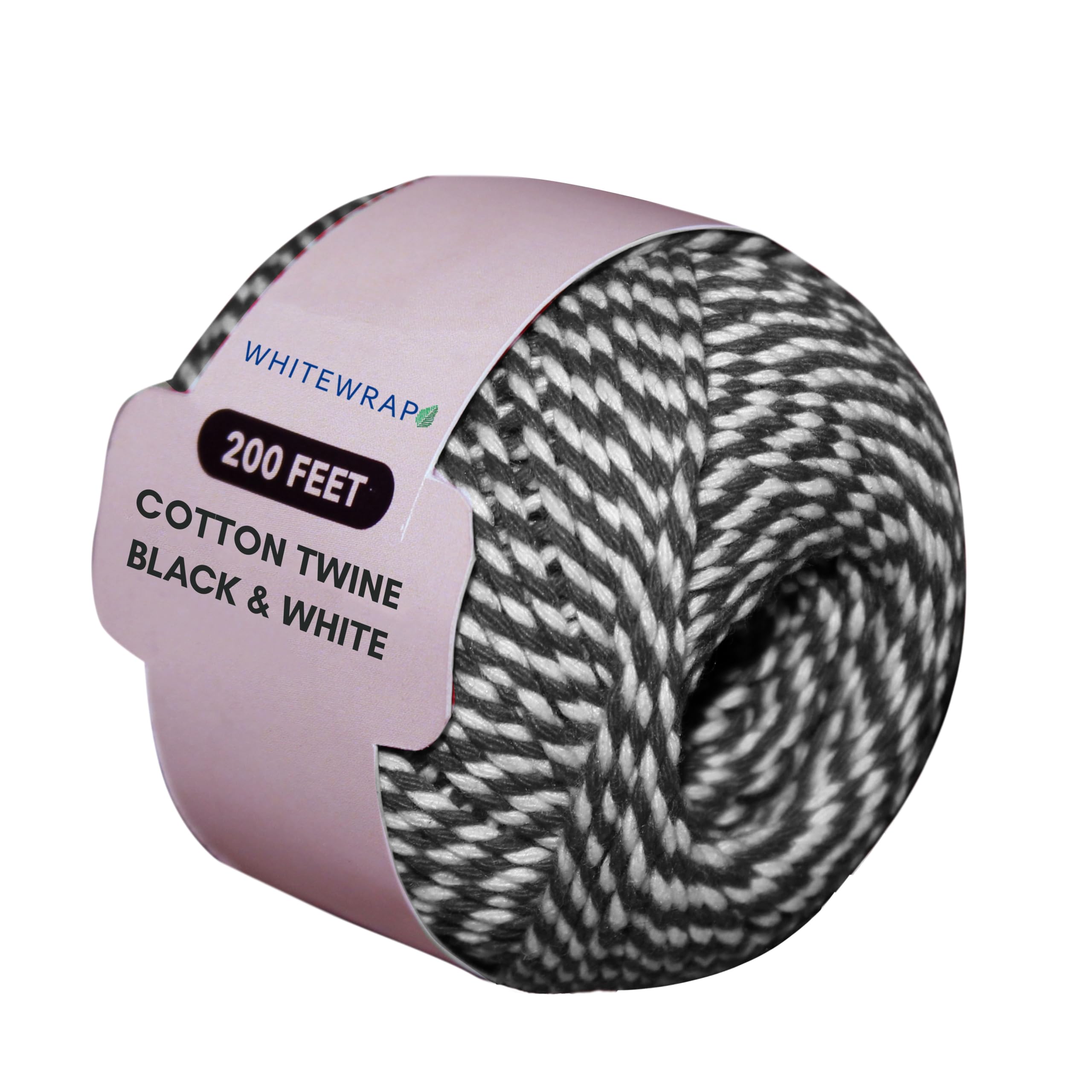 Black and White Organic Twine – 200 Feet Strong Cotton String for Gift Wrapping, Baking, Crafts, Butchering, Holiday Décor, DIY Projects, Packaging &amp; Pastry Boxes