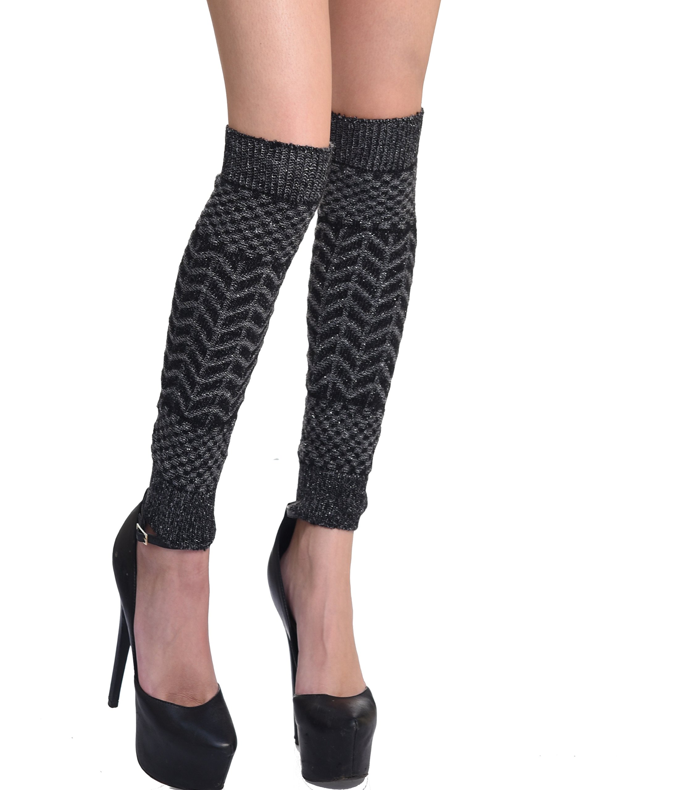 Somek Woven Leg Warmers with Multi Shine Colored Available in Silver and Black