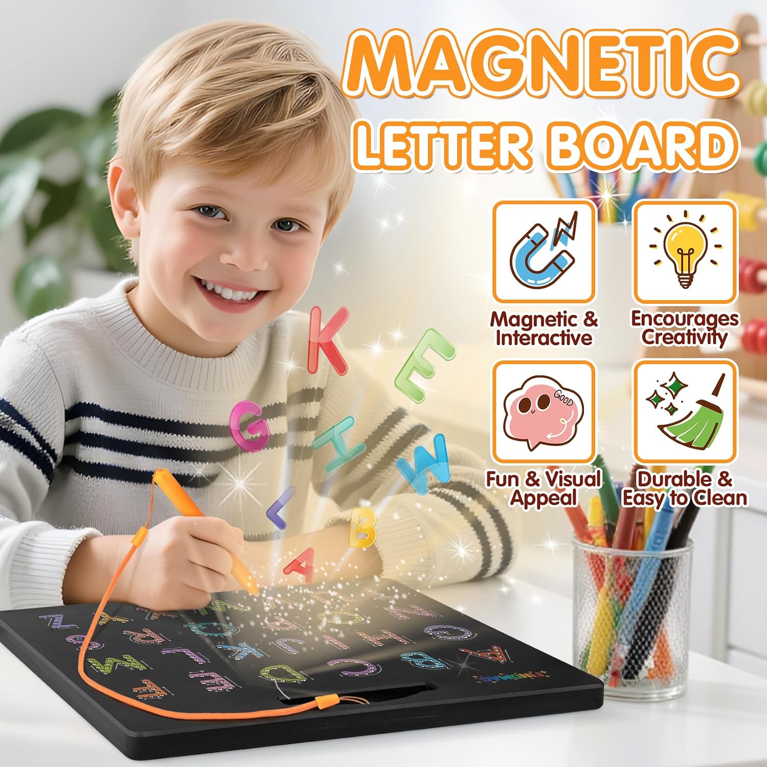 FINDMAG Magnetic Letter Board, 2-in-1 Magnetic Letter Tracing Board image 4